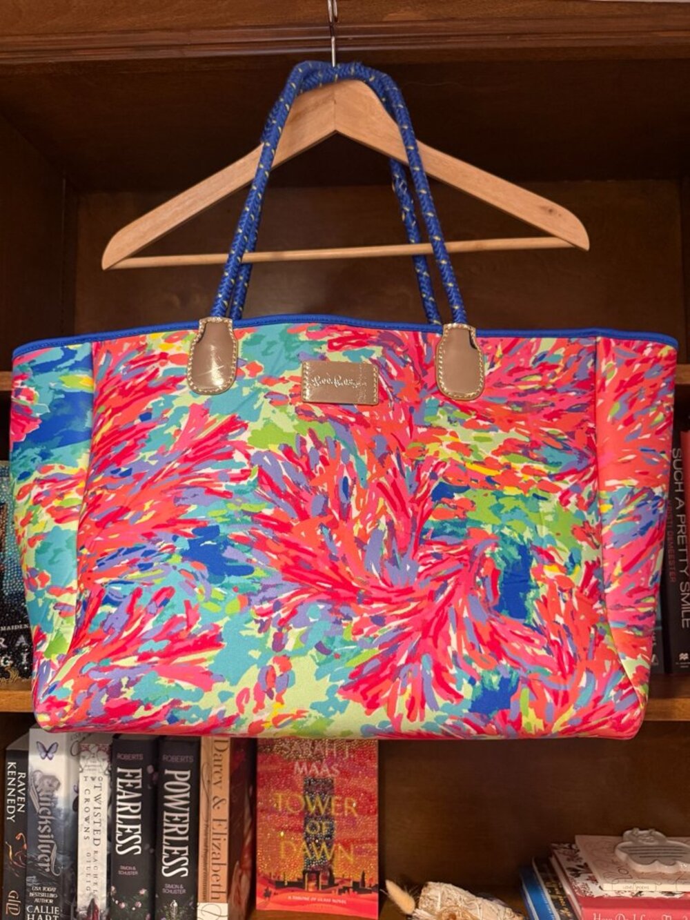 Lilly Pulitzer Coral Reef Neoprene Beach Tote Large Rope Handle Bag